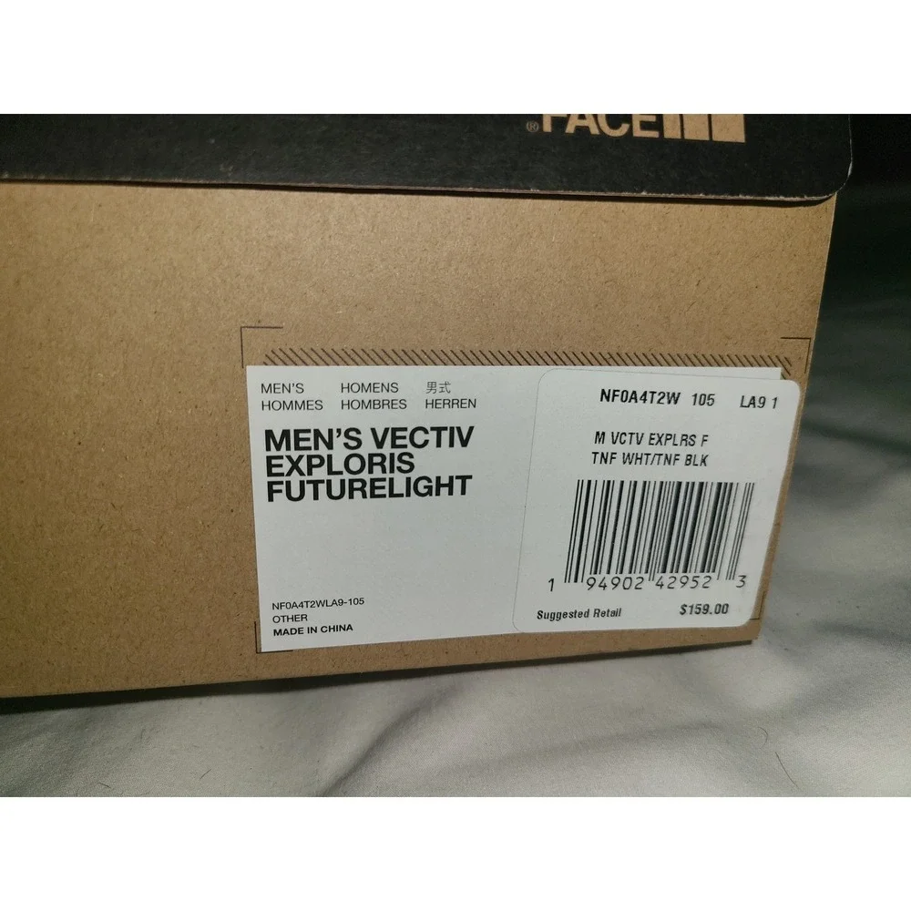 The North Face Mens Vectiv Exploris Futurelight White Black NF0A4T2W Size 10.5